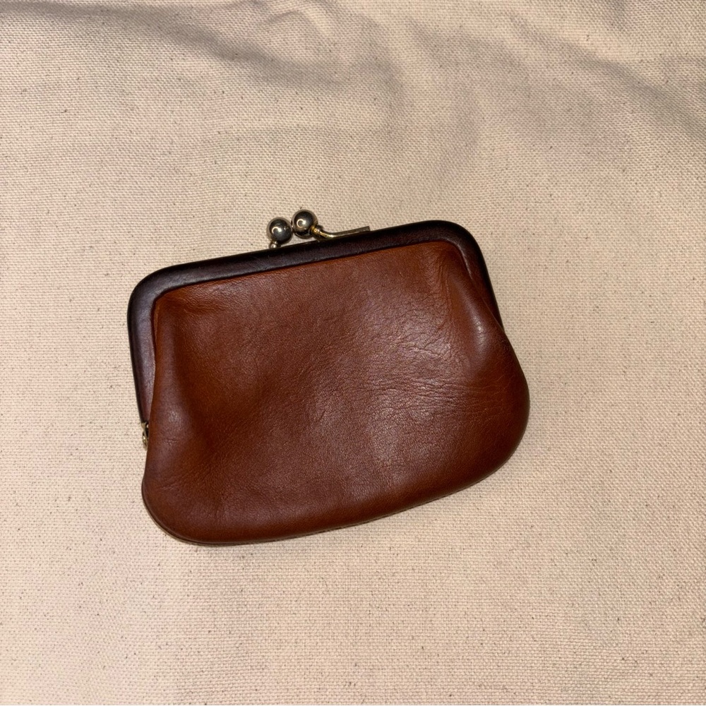 COACH Vintage Leather Kisslock Coin Purse British Tan Style 7155